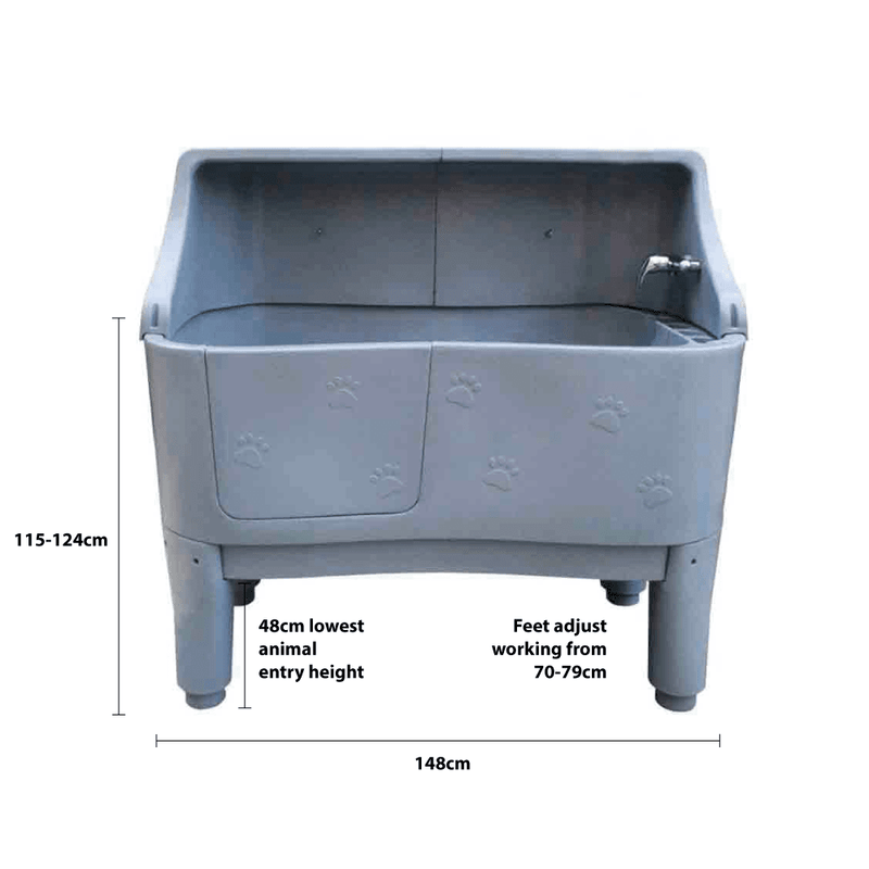 Groomers Neptune Static Bath with Splashback - Grey