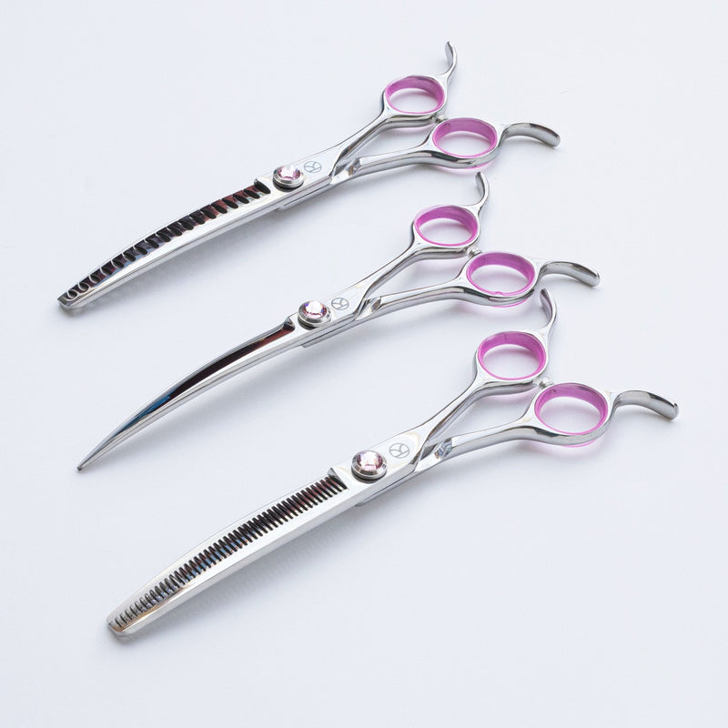Kanpeki Curved Pink 3 Piece Scissor Set with Case