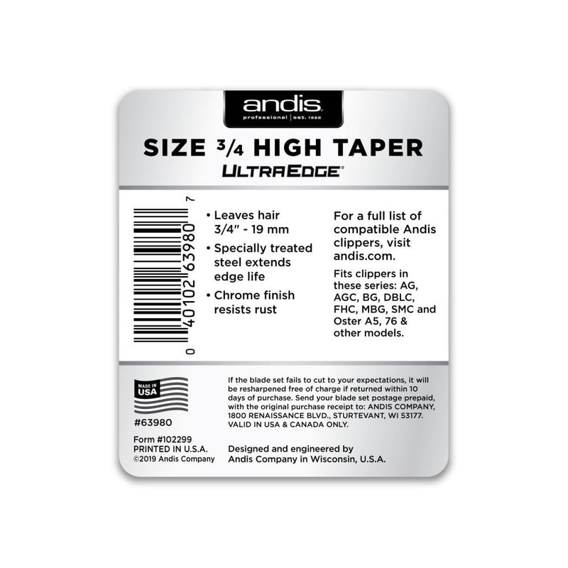 Andis #3/4 High Taper UltraEdge Detachable Blade