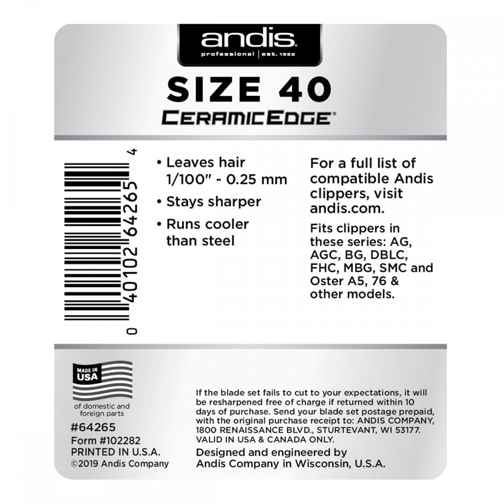 Andis #40 CeramicEdge Detachable Blade