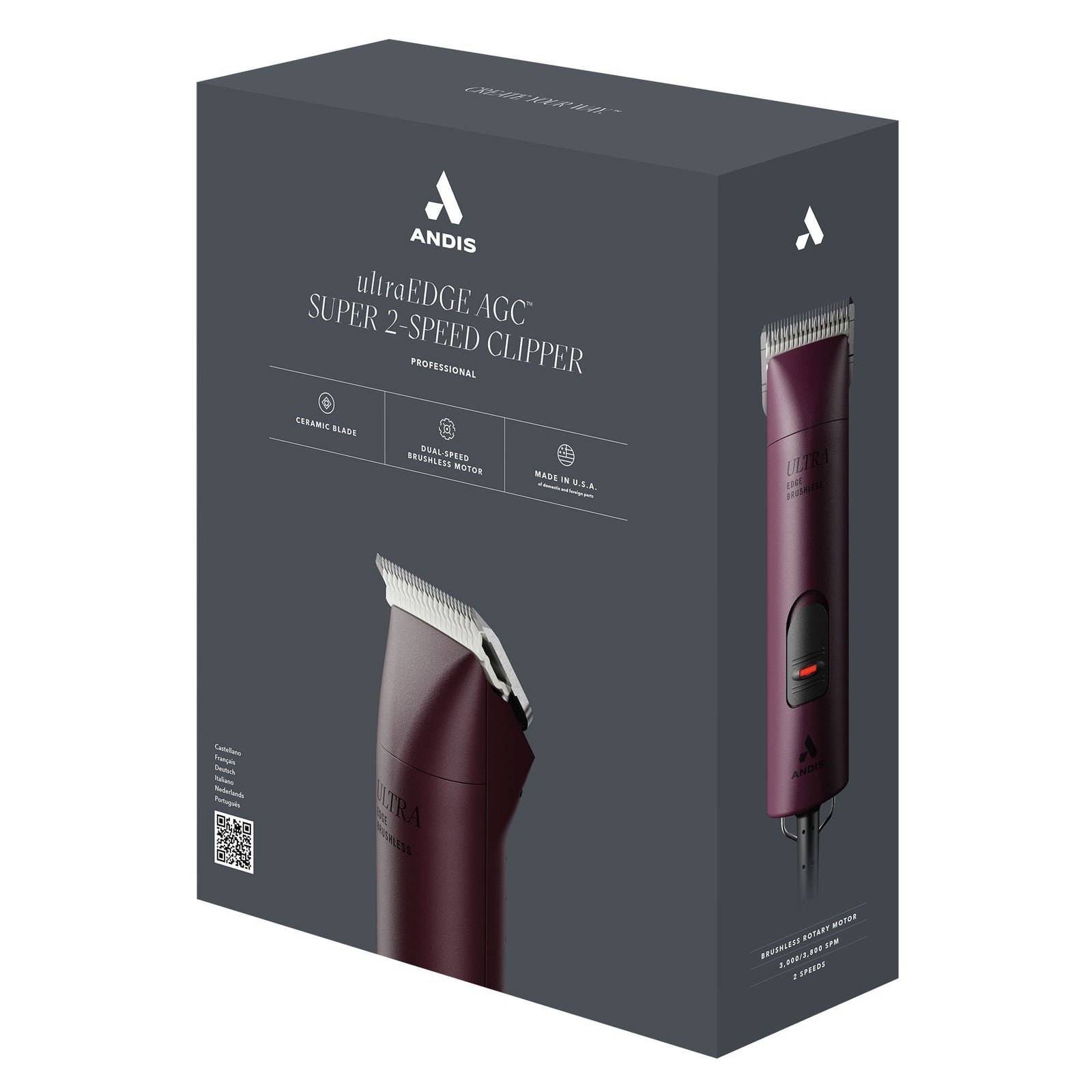 Andis UltraEdge AGC Super 2-Speed Brushless Clipper - Burgundy