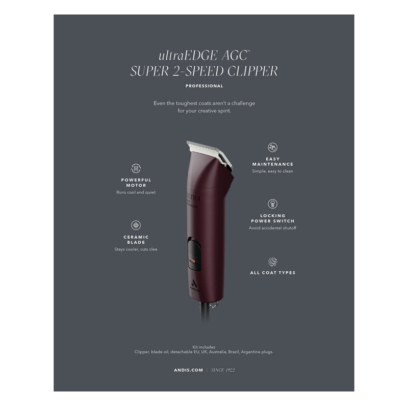 Andis UltraEdge AGC Super 2-Speed Brushless Clipper - Burgundy