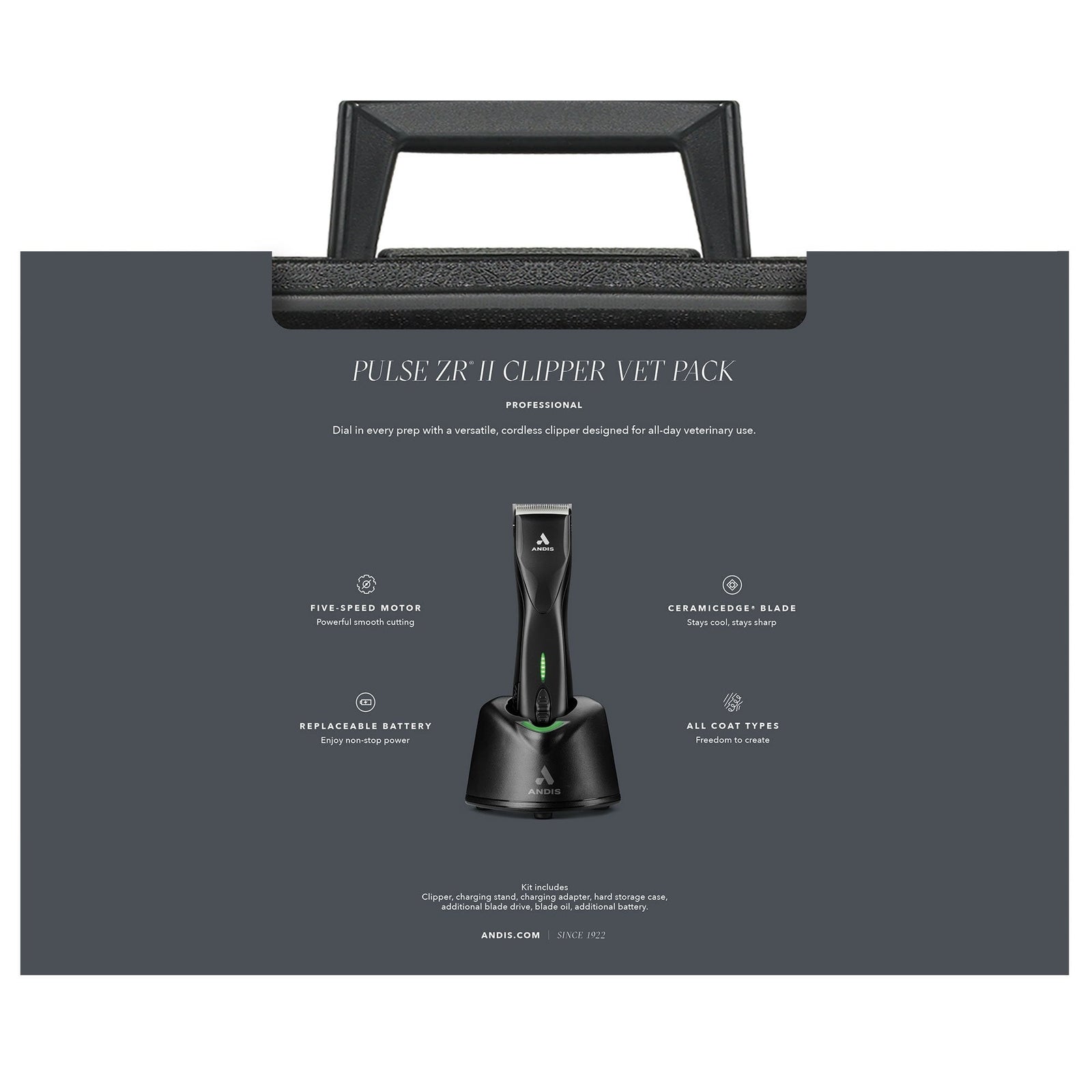 Andis Pulse ZR II Detachable Blade Clipper Vet Pack
