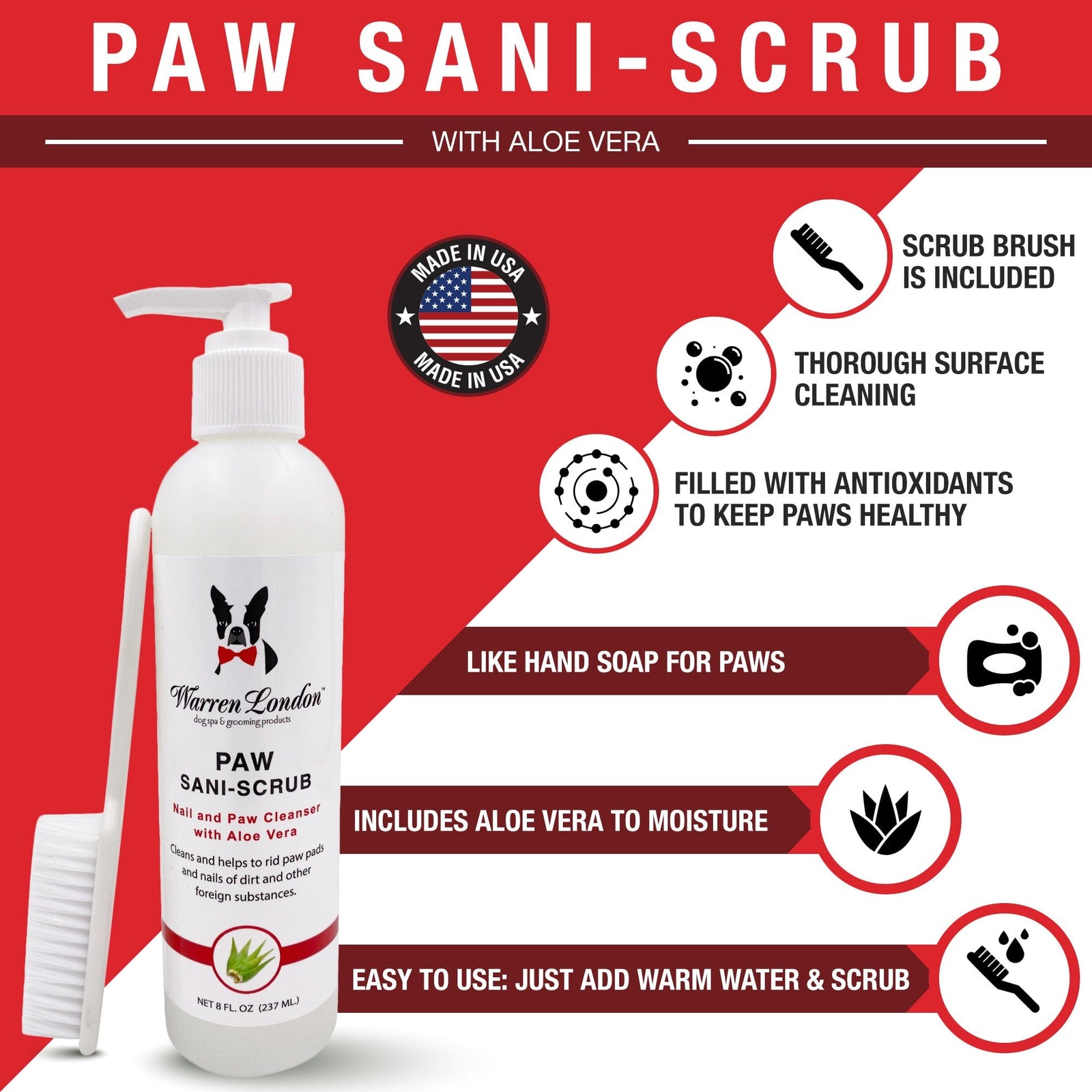 Warren London Paw Sani-Scrub & Brush 237ml
