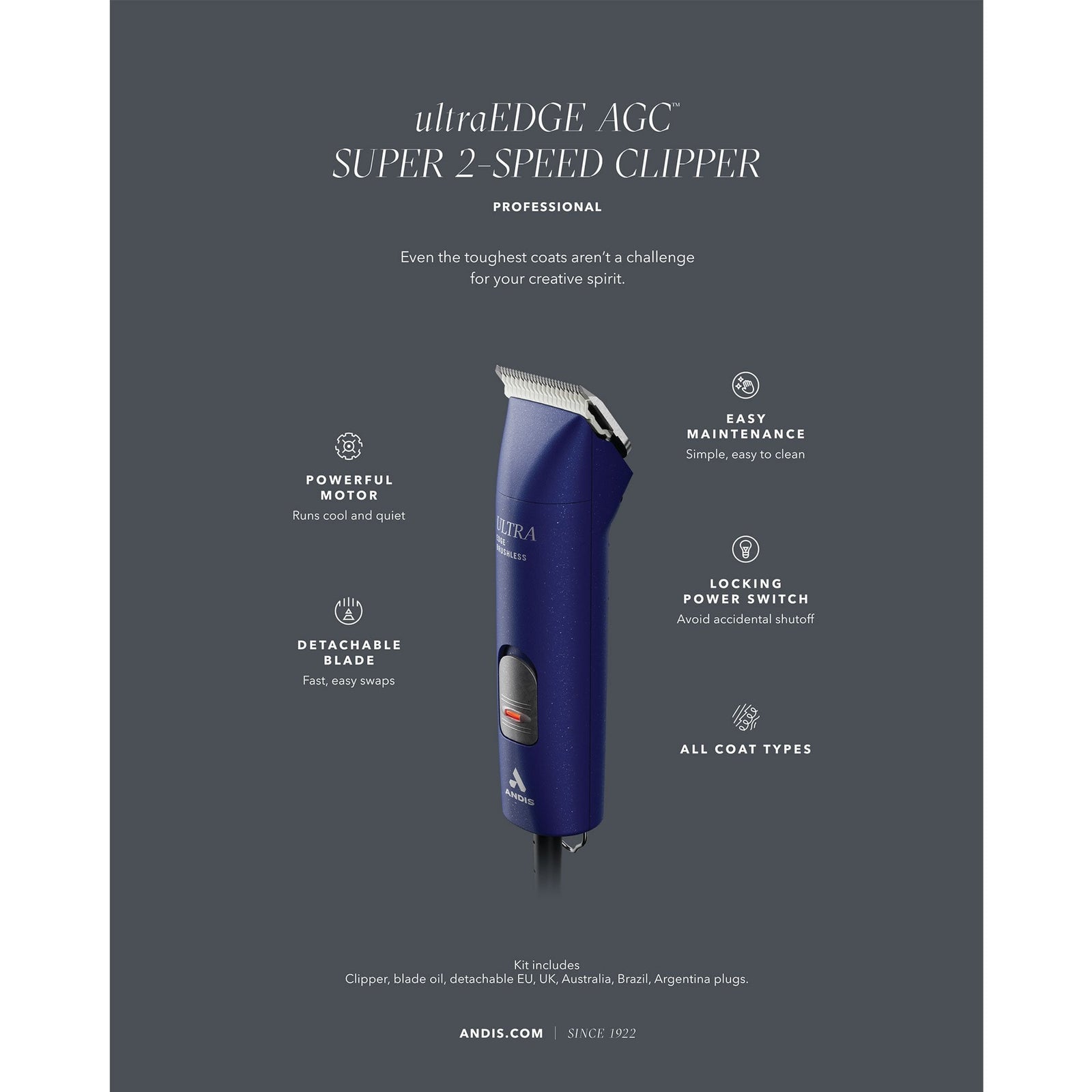 Andis UltraEdge AGC Super 2-Speed Brushless Clipper - Blue