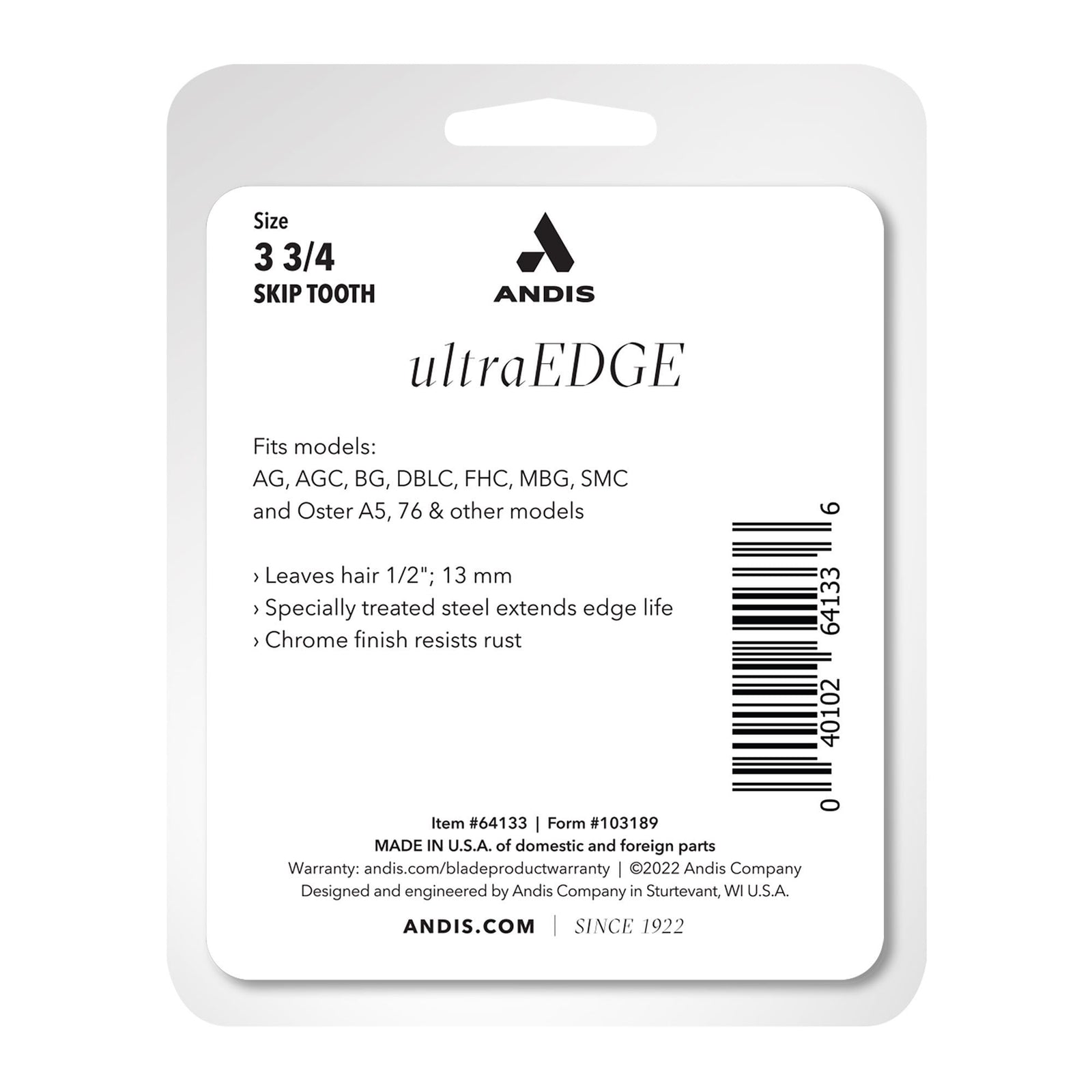 Andis #3 3/4 Skip Tooth UltraEdge Detachable Blade