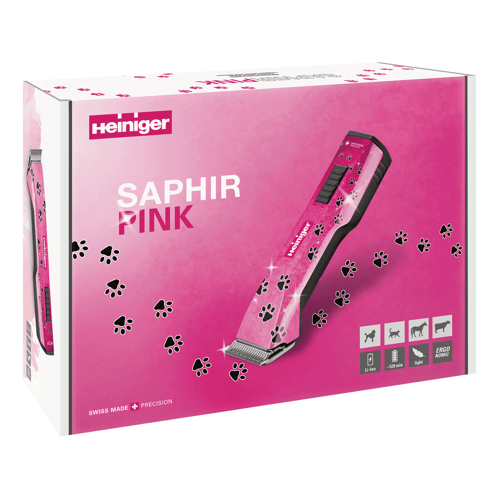 Heiniger Saphir Style Pink Paws Clipper With Two Batteries