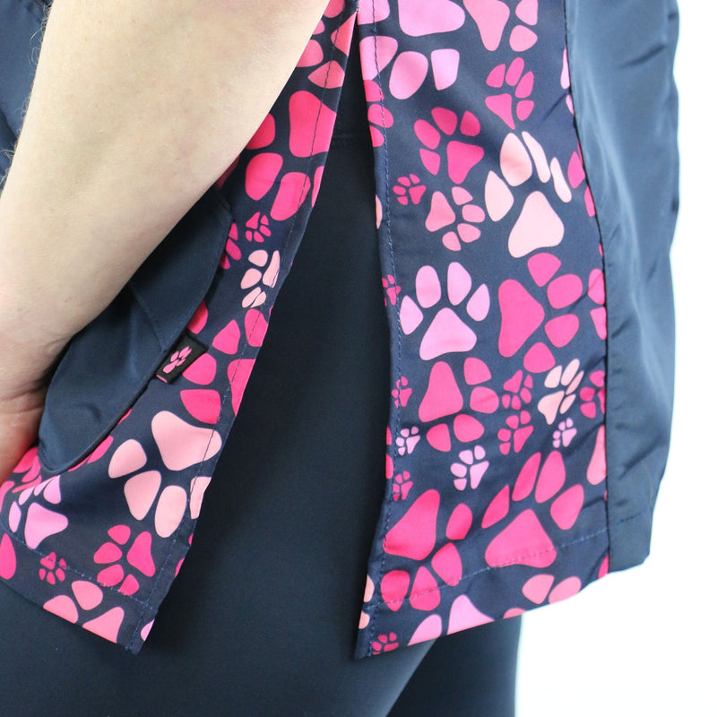 Groomers Mandarin Collar Tunic Navy/Pink Paw