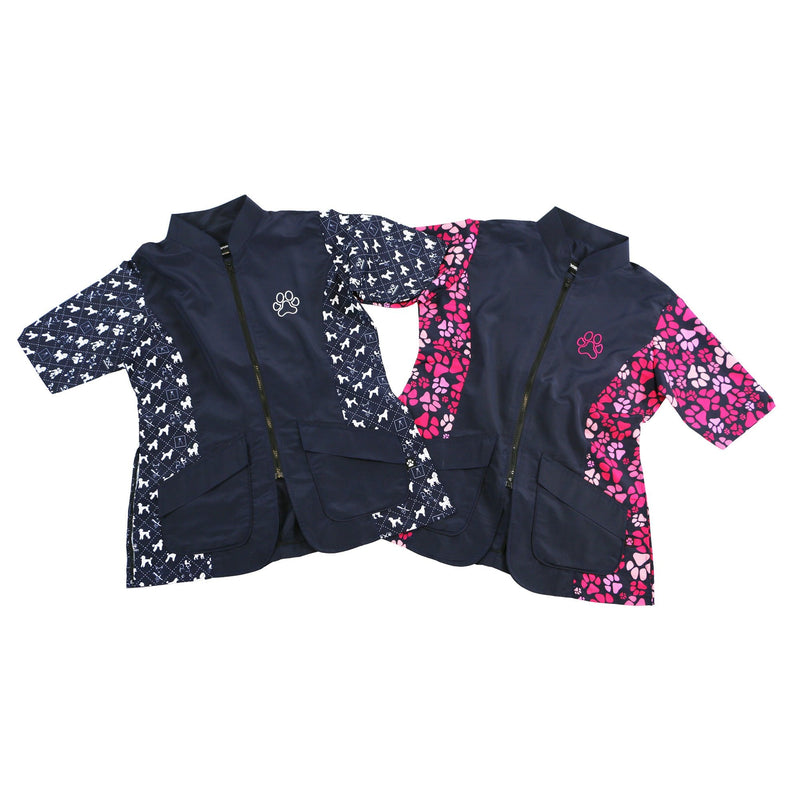 Groomers Mandarin Collar Tunic Navy/Pink Paw