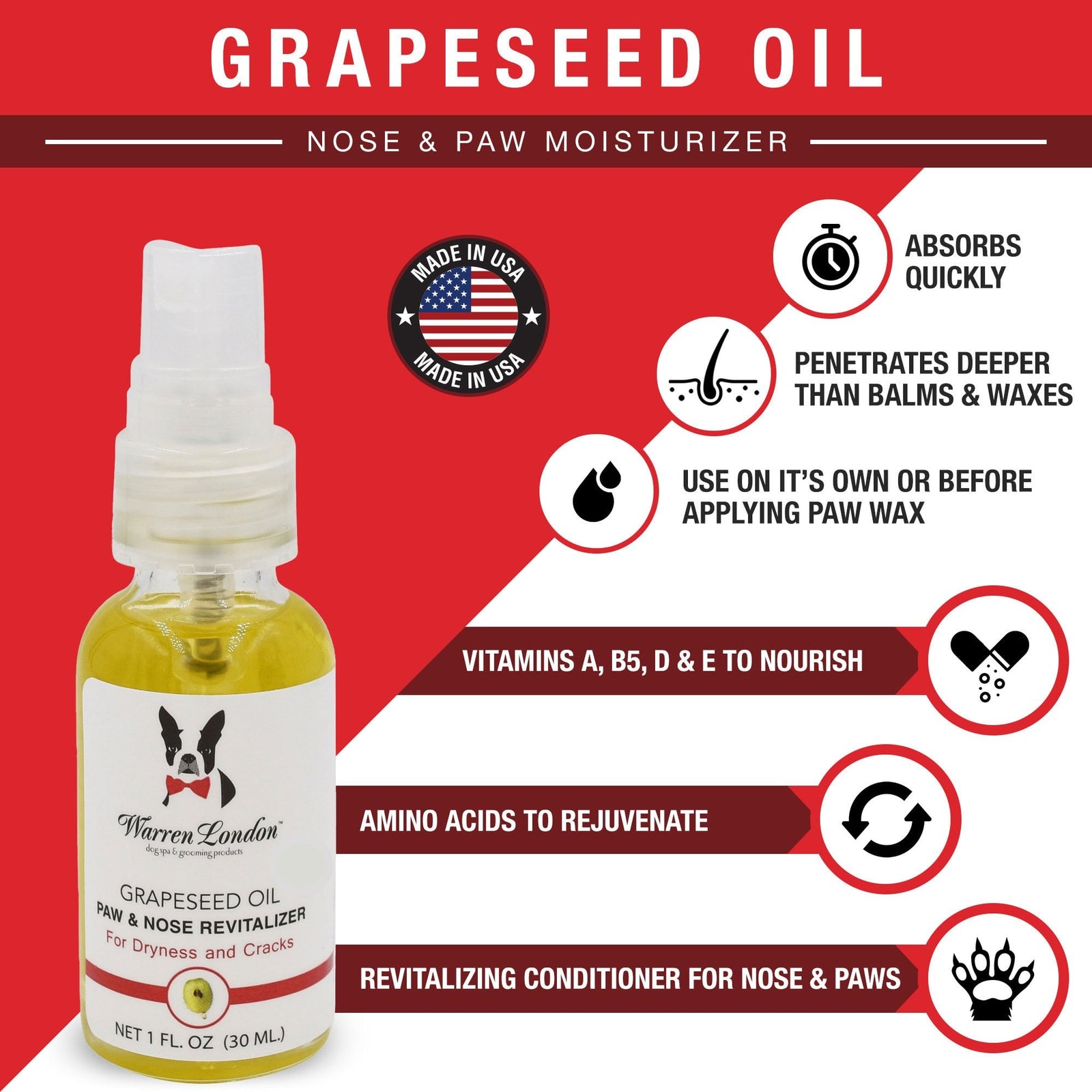 Grapeseed Oil Paw & Nose Revitalizer 30ml