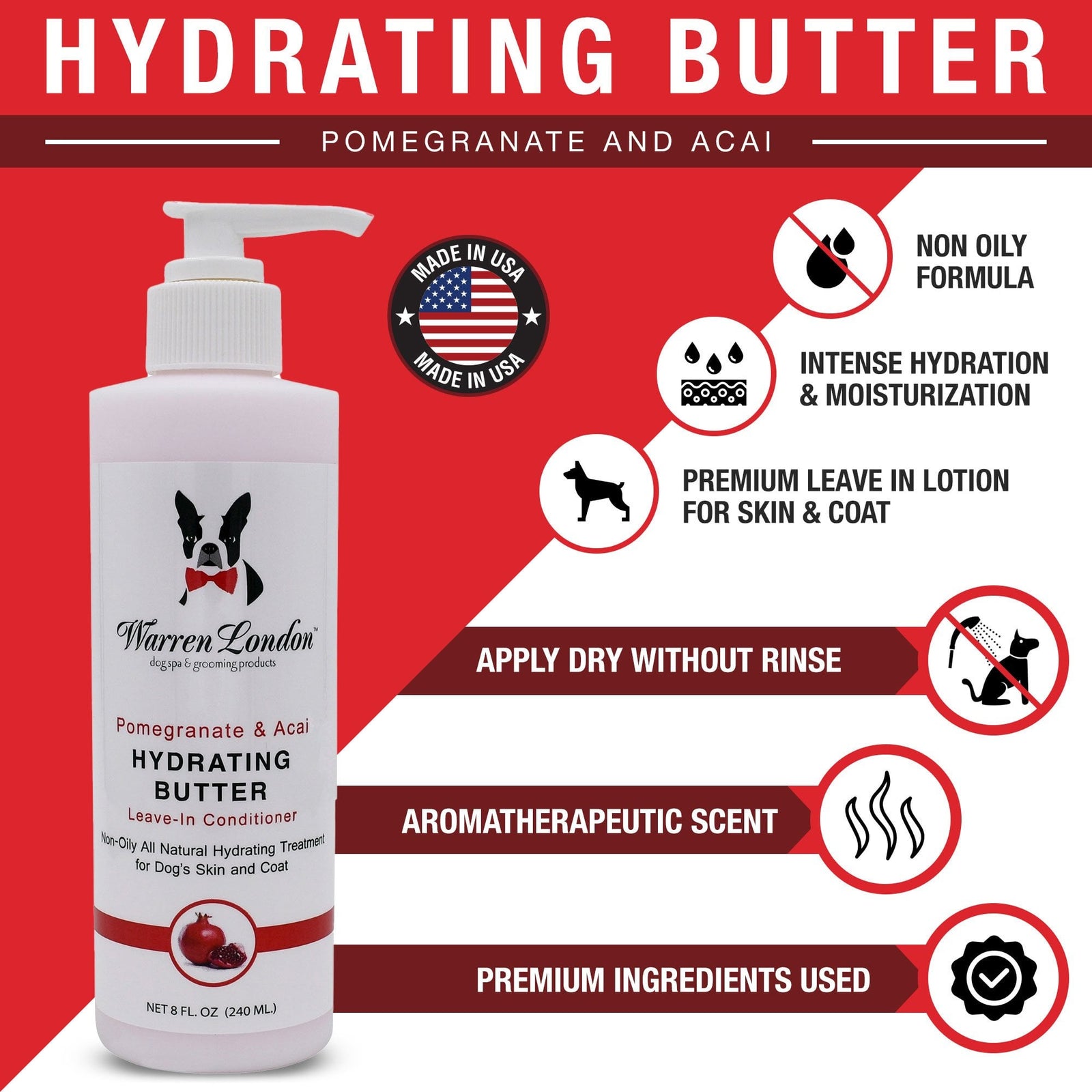 Warren London Hydrating Butter 240ml - Pomegranate & Acai