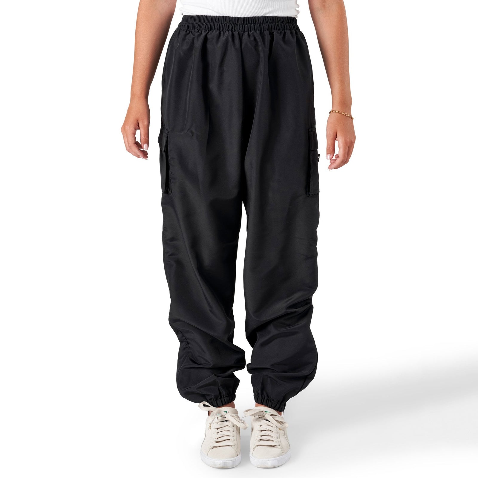Groomers Cargo Trousers with Cuffed Hem Black