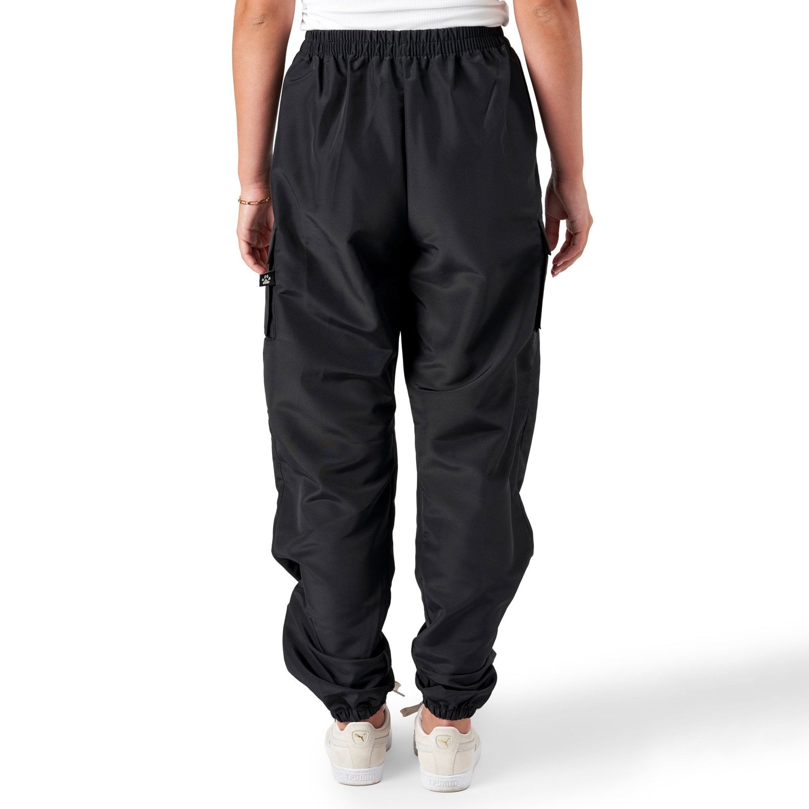 Groomers Cargo Trousers with Cuffed Hem Black