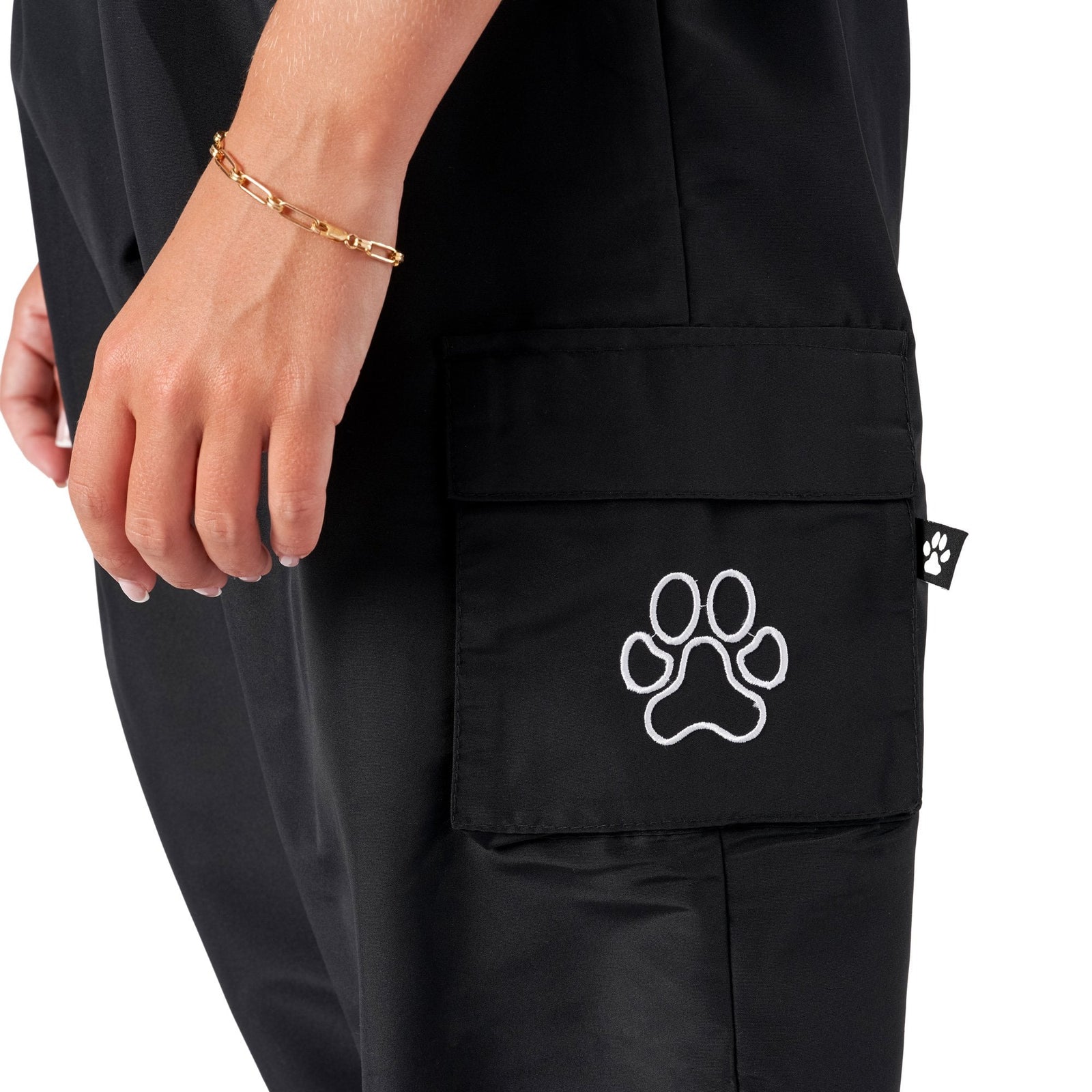 Groomers Cargo Trousers with Cuffed Hem Black