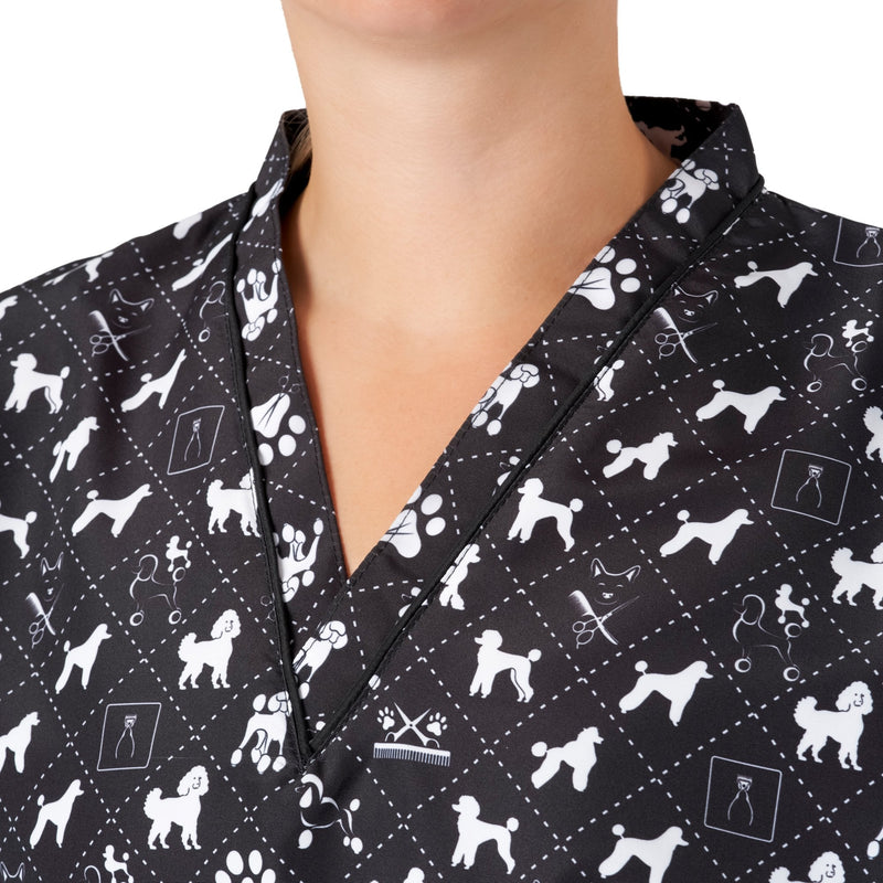 Groomers V-Neck Tunic Poodle Print