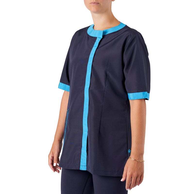 Amelia Boat Neck Jacket Navy/Turquoise
