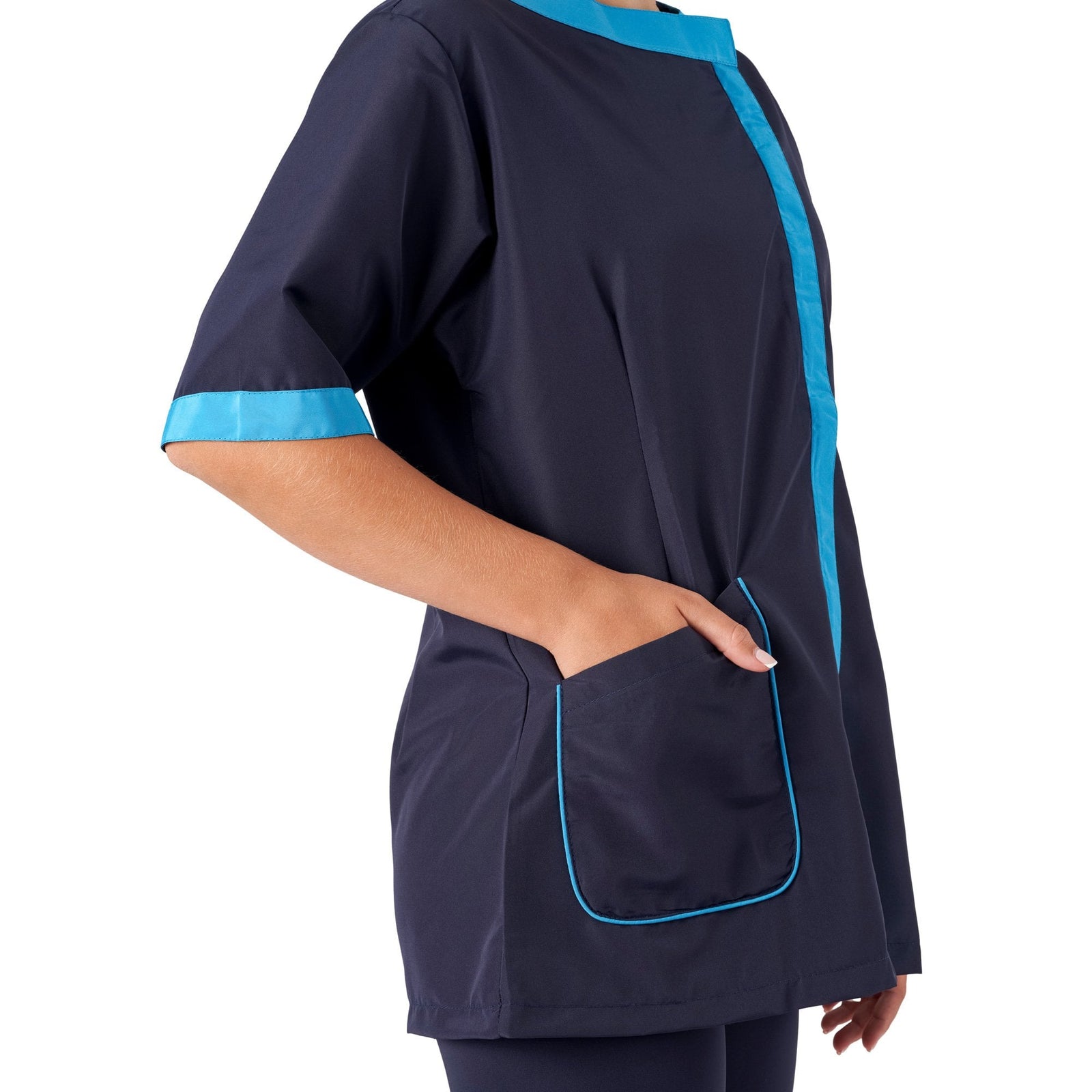 Amelia Boat Neck Jacket Navy/Turquoise