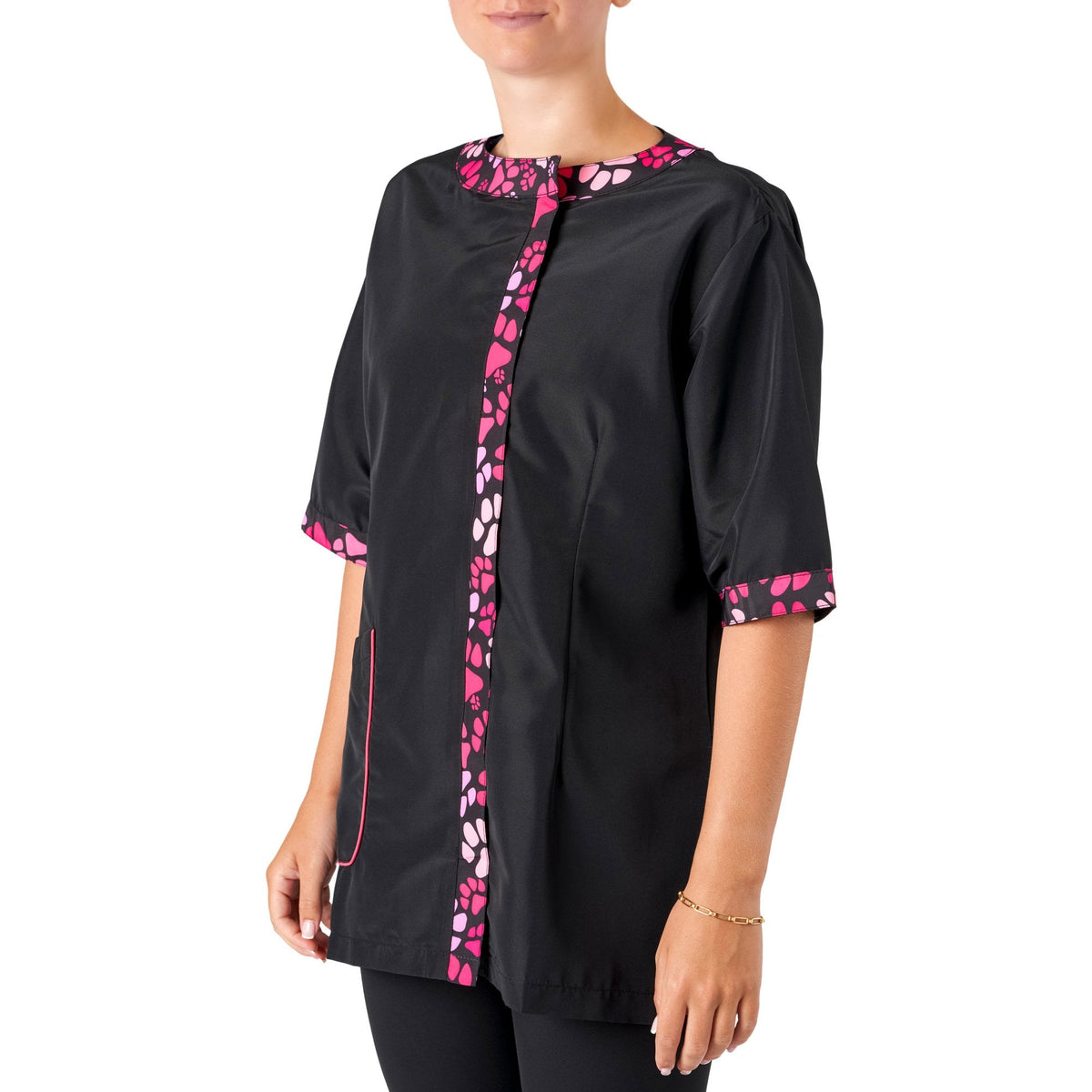 Amelia Boat Neck Jacket Black Pink Paw