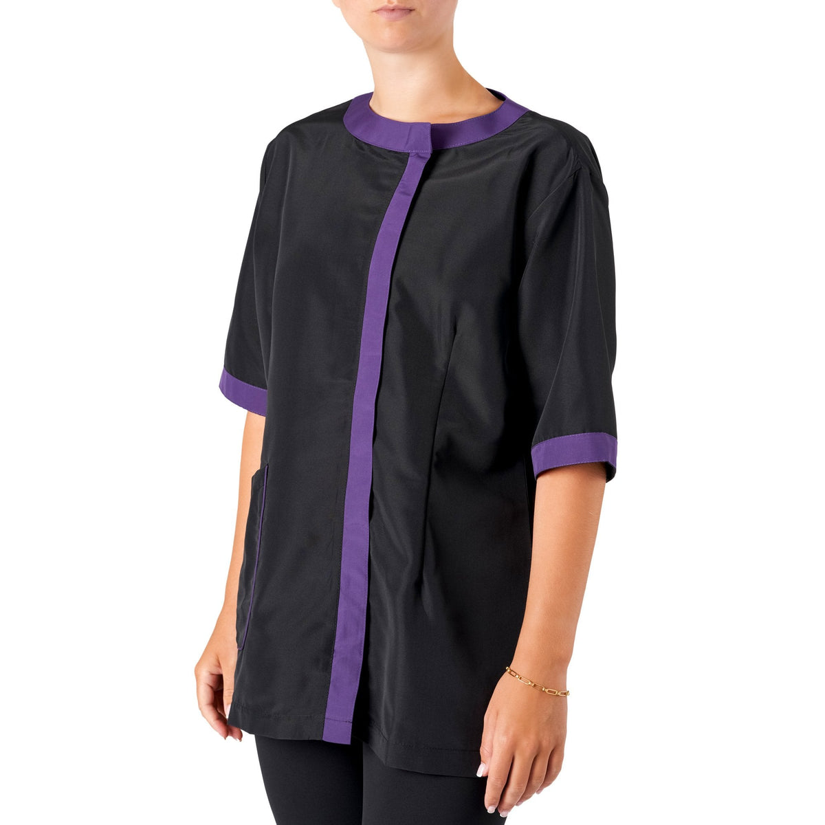 Amelia Boat Neck Jacket Black Purple