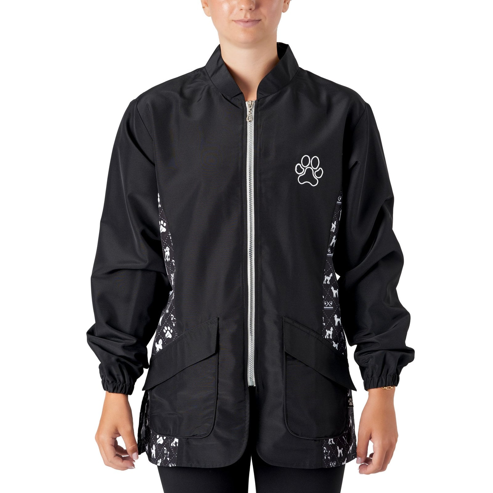 Groomers Penny Poodle Long Sleeve Mandarin Collar Tunic Black/Bling