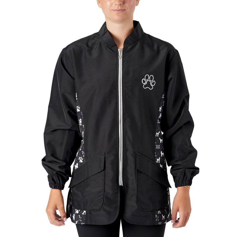 Groomers Penny Poodle Long Sleeve Mandarin Collar Tunic Black/Bling