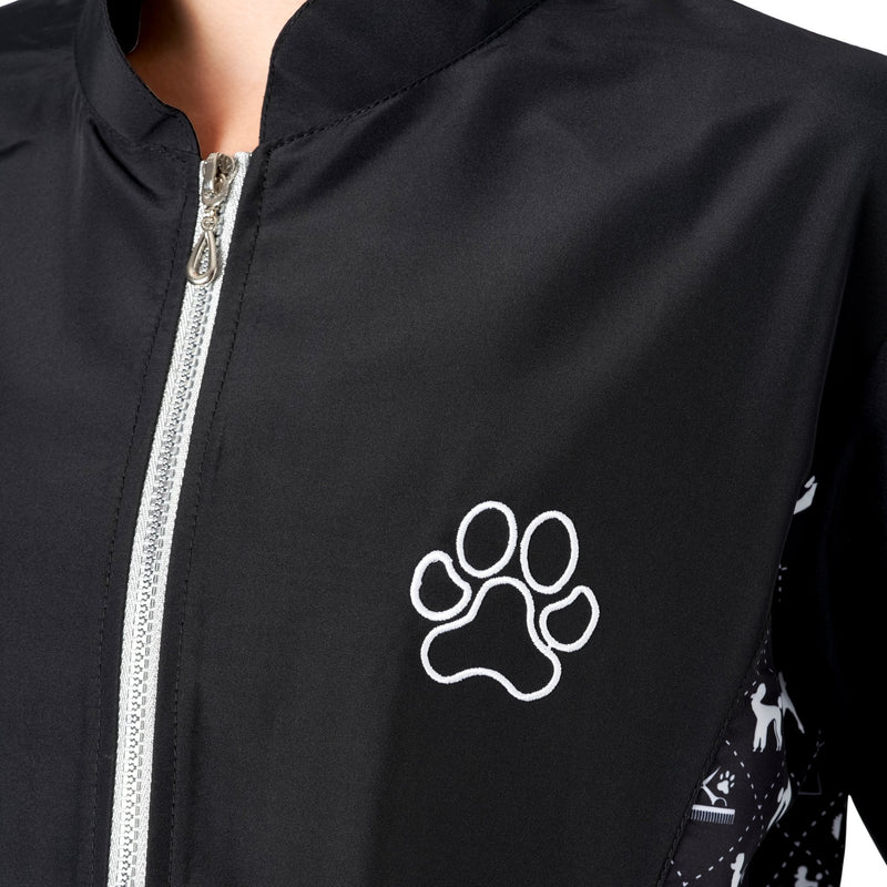 Groomers Penny Poodle Long Sleeve Mandarin Collar Tunic Black/Bling