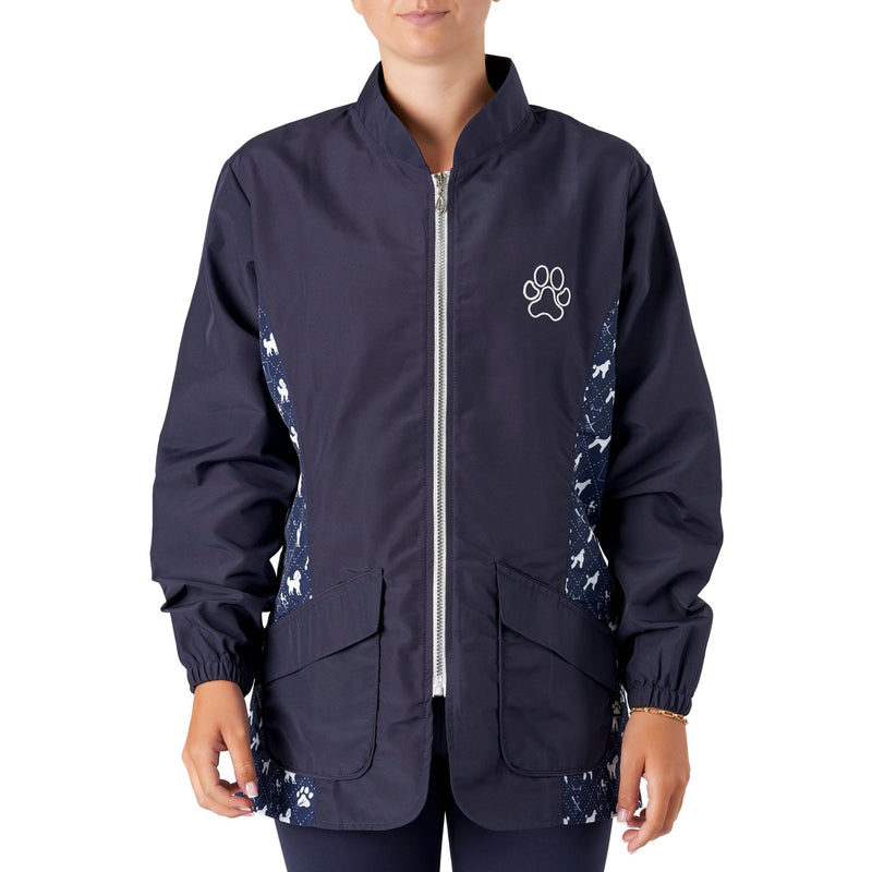 Groomers Penny Poodle Long Sleeve Mandarin Collar Tunic Navy/Bling