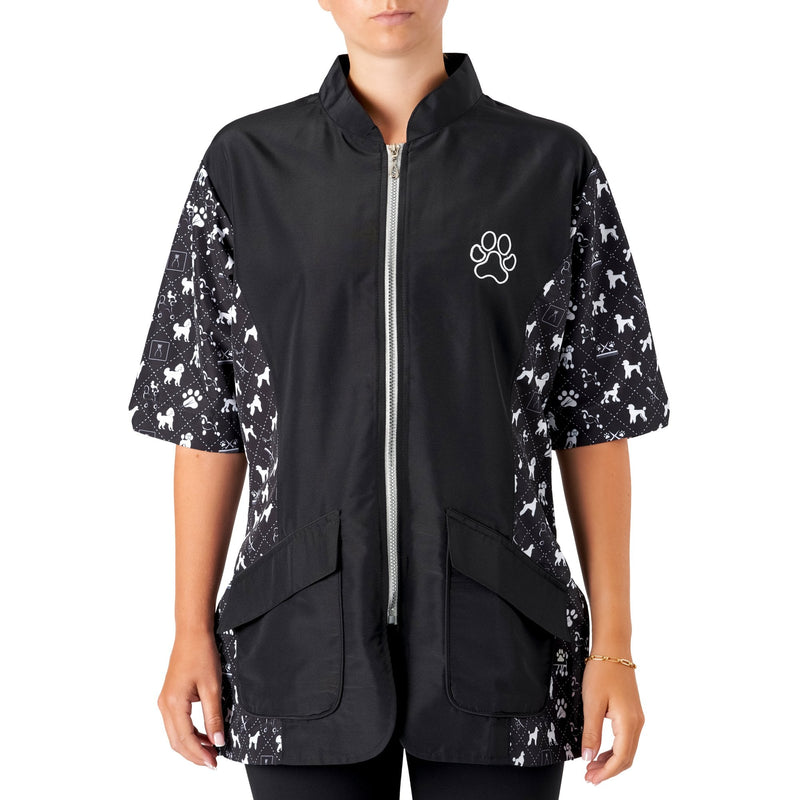 Groomers Penny Poodle Mandarin Collar Tunic Black/Bling
