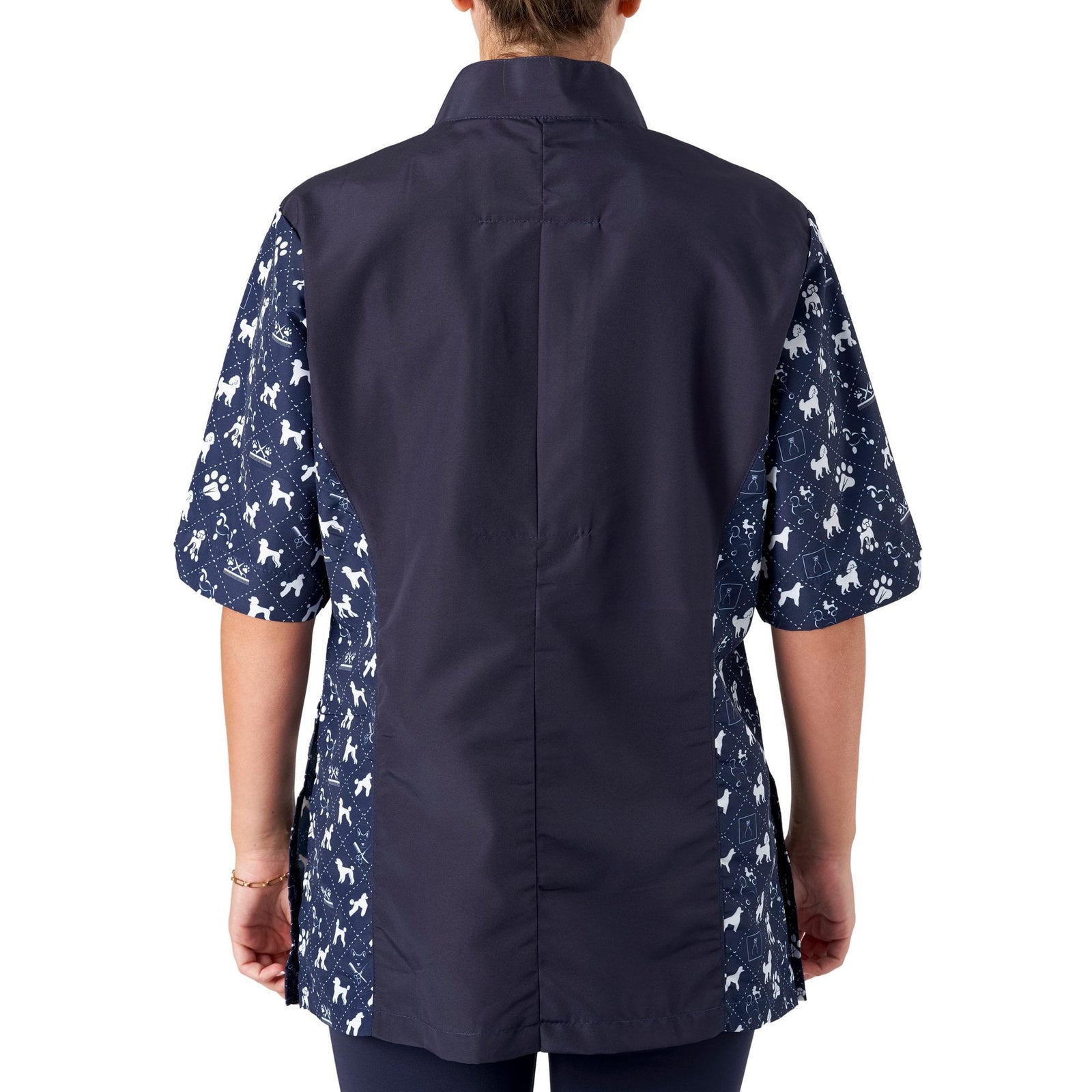 Groomers Penny Poodle Mandarin Collar Tunic Navy/Bling