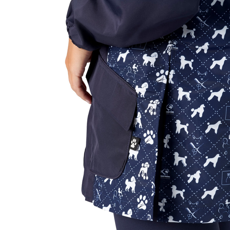 Groomers Penny Poodle Mandarin Collar Tunic Navy/Bling