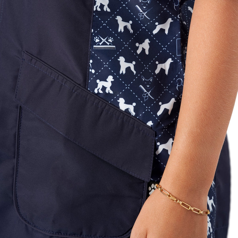 Groomers Penny Poodle Mandarin Collar Tunic Navy/Bling