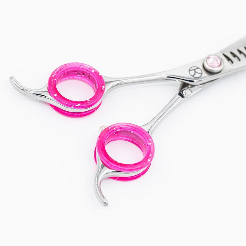 Kanpeki Curved Pink 6.5" Left-Handed 18T Chunker Scissors