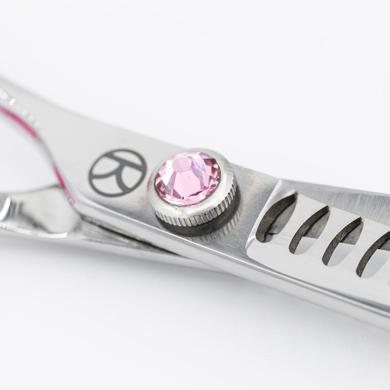 Kanpeki Curved Pink 6.5" Left-Handed 18T Chunker Scissors