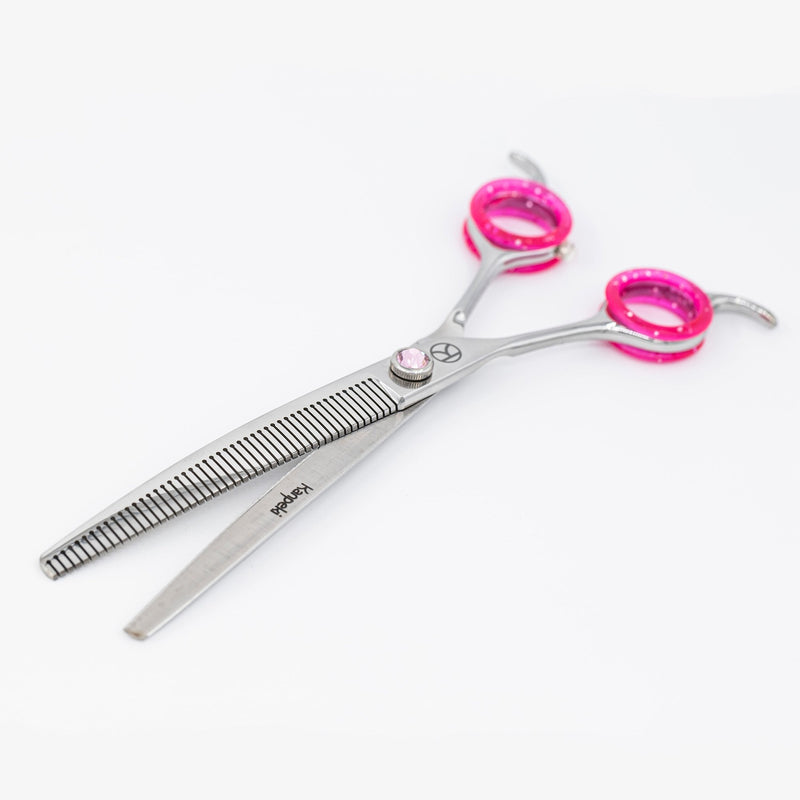 Kanpeki Curved Pink 7.5" Left-handed 48T Fluffer Scissors