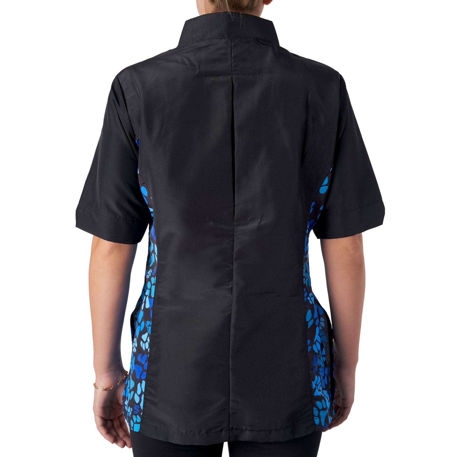 Groomers Mandarin Collar Tunic Black/Blue Paw