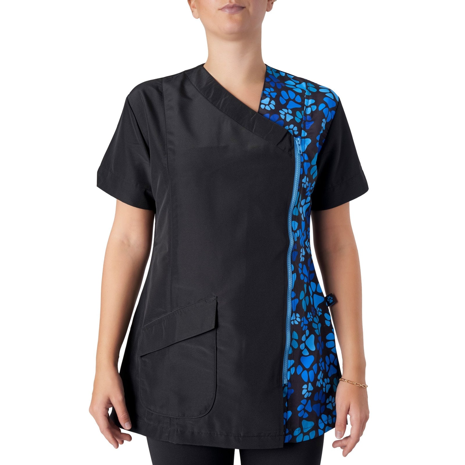 Groomers Kanji V-Neck Tunic Blue Paw Print