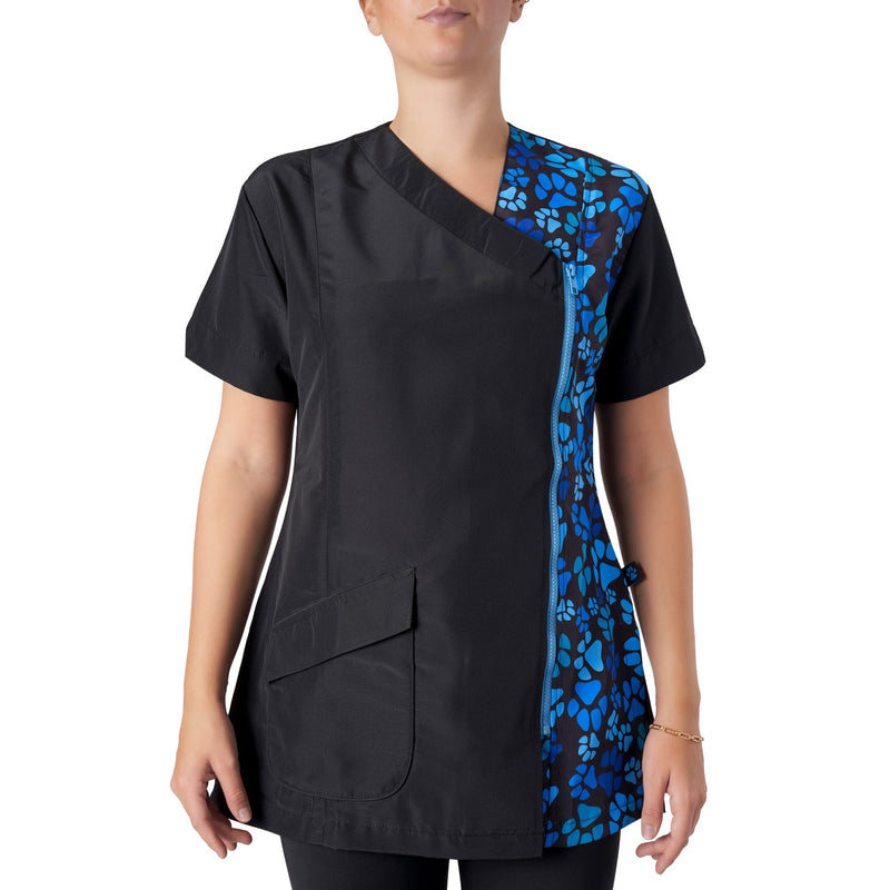 Groomers Kanji V-Neck Tunic Blue Paw Print