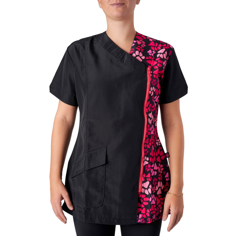 Groomers Kanji V-Neck Tunic Pink Paw Print