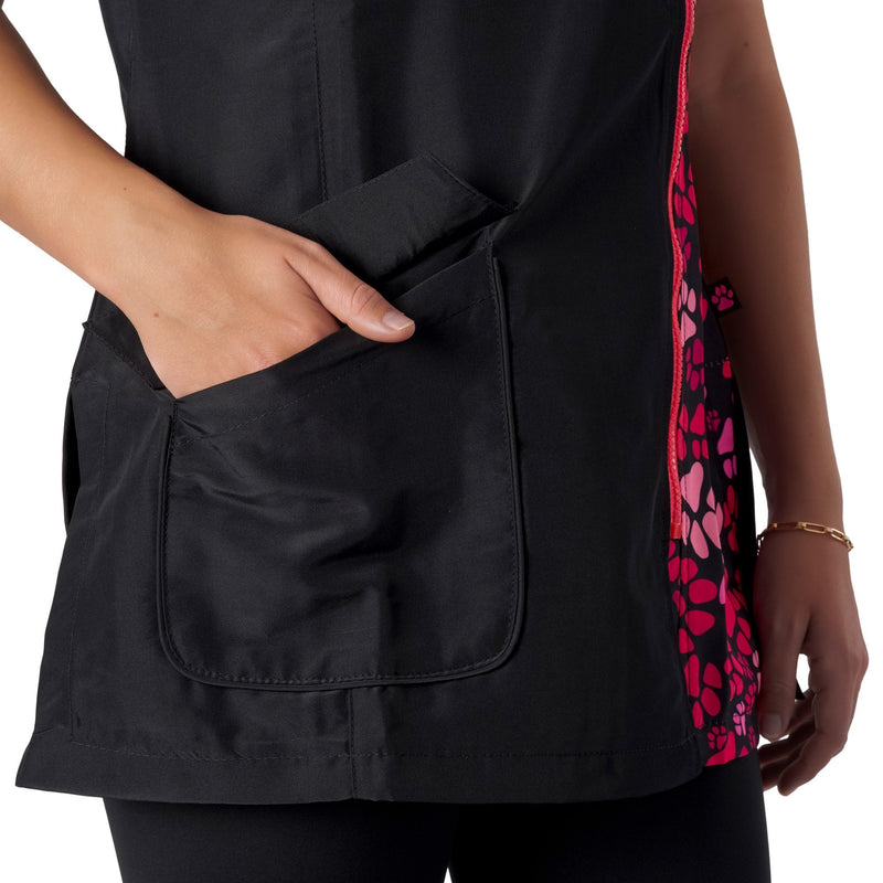 Groomers Kanji V-Neck Tunic Pink Paw Print