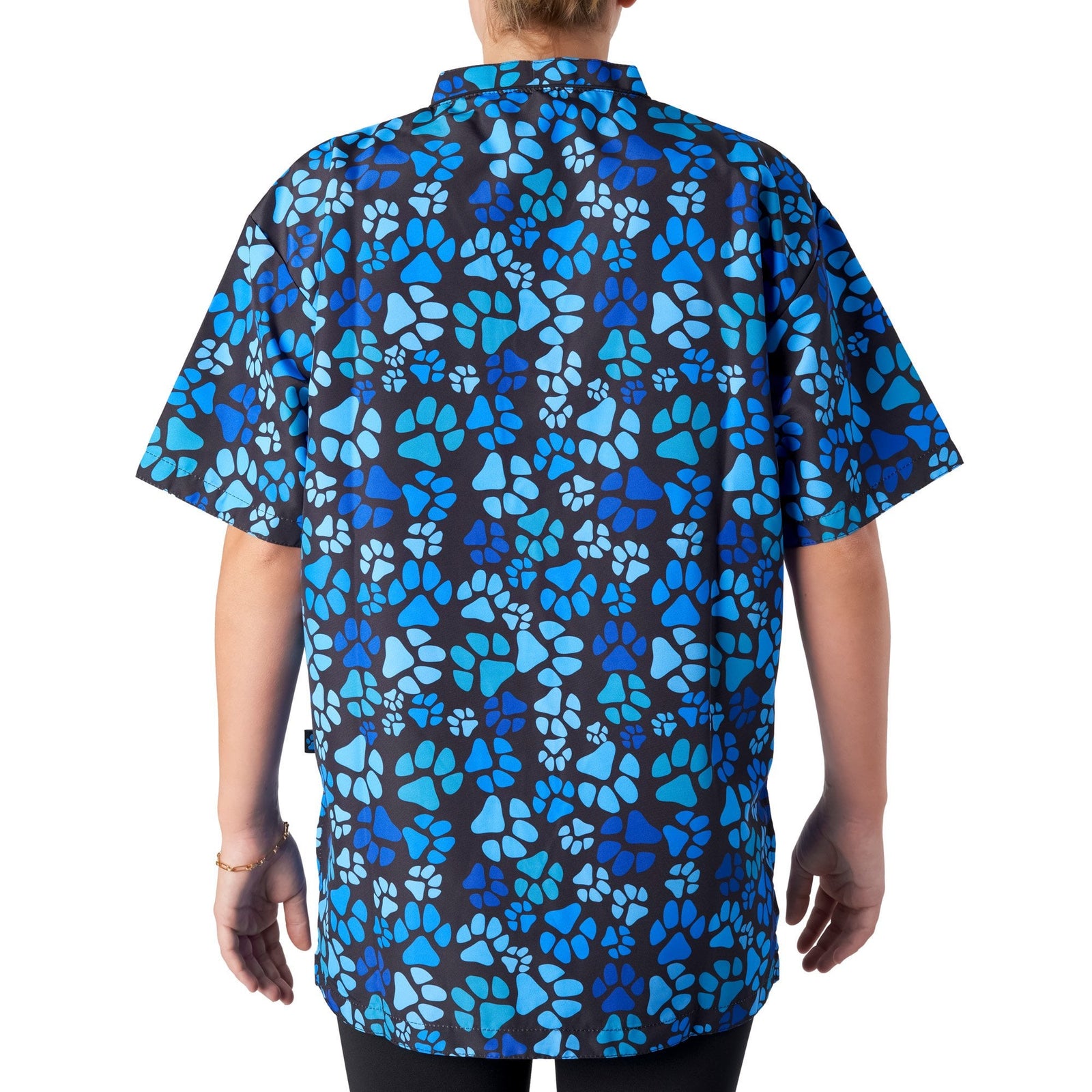 Groomers V-Neck Tunic Blue Paw Print