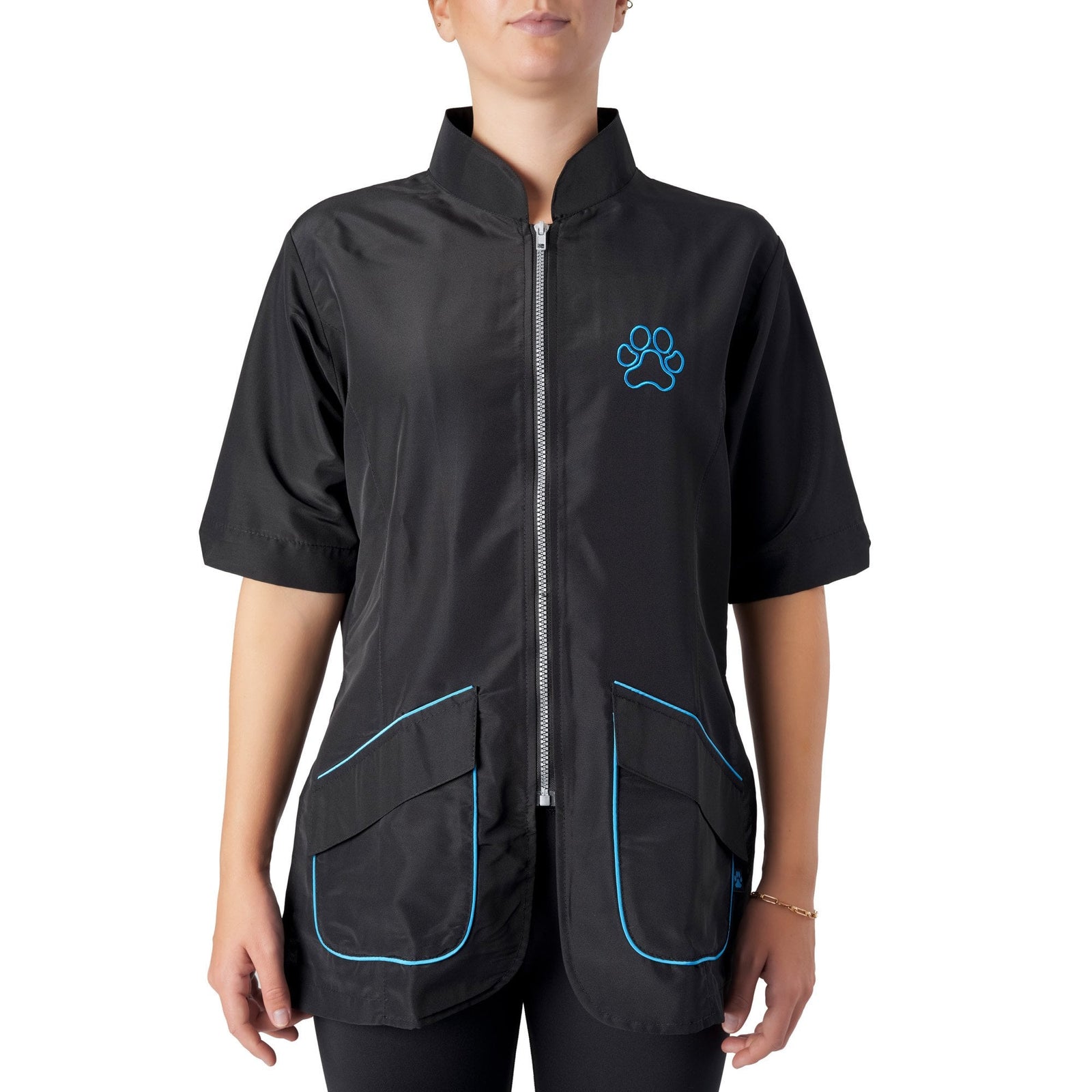 Groomers Mandarin Collar Tunic Black/Blue