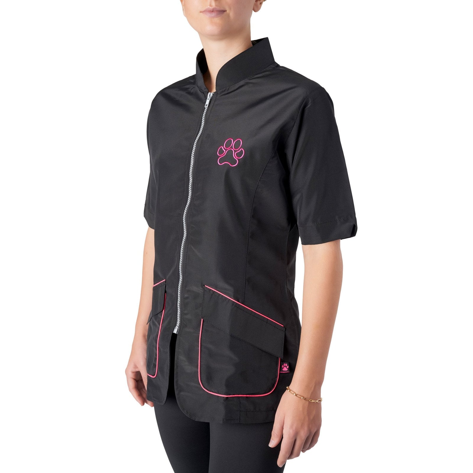 Groomers Mandarin Collar Tunic Black/Pink