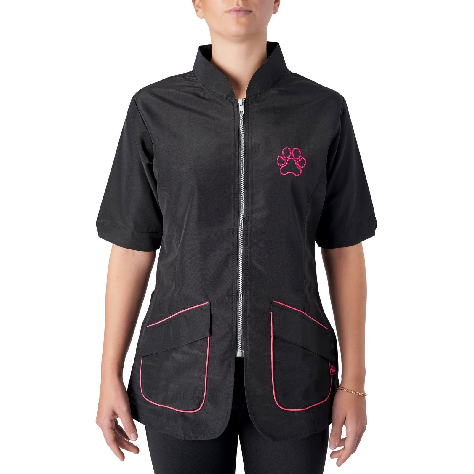 Groomers Mandarin Collar Tunic Black/Pink
