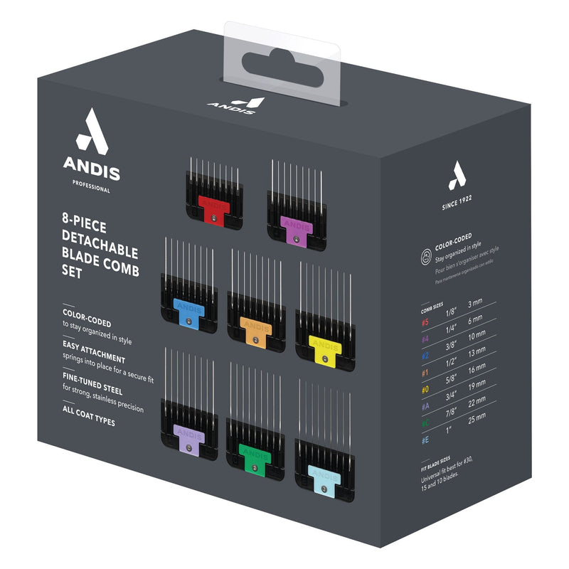 Andis Universal Stainless Steel Attachment Combs - 8 Piece Set