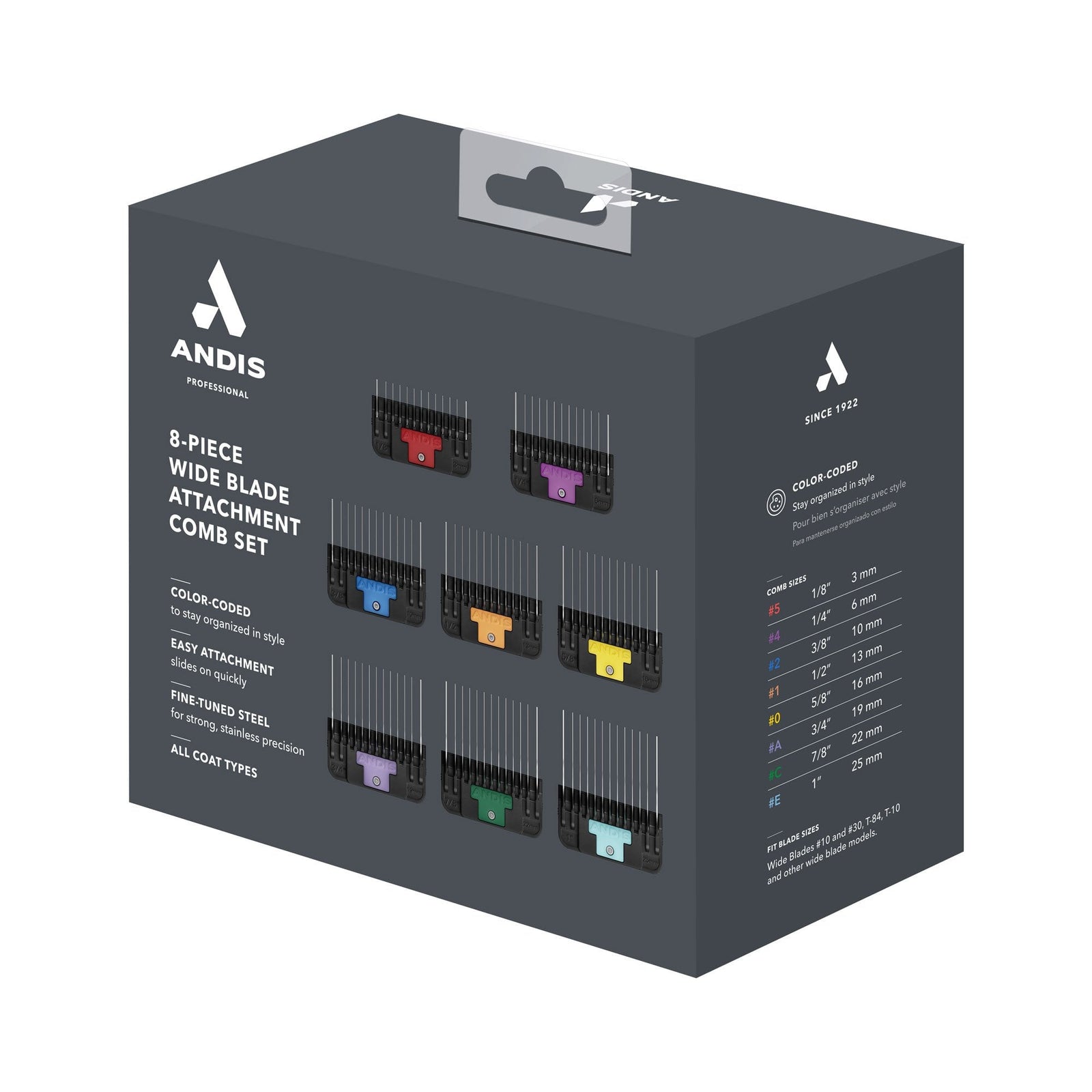 Andis 8 Piece Wide Blade Attachment Comb Set