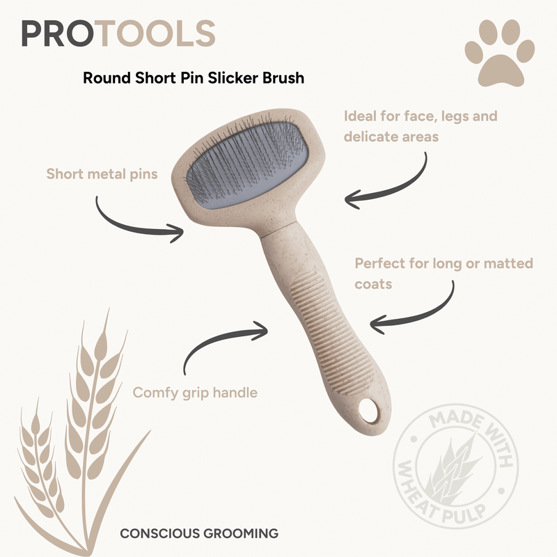Pro Tools Round Firm Short Pin Slicker Brush