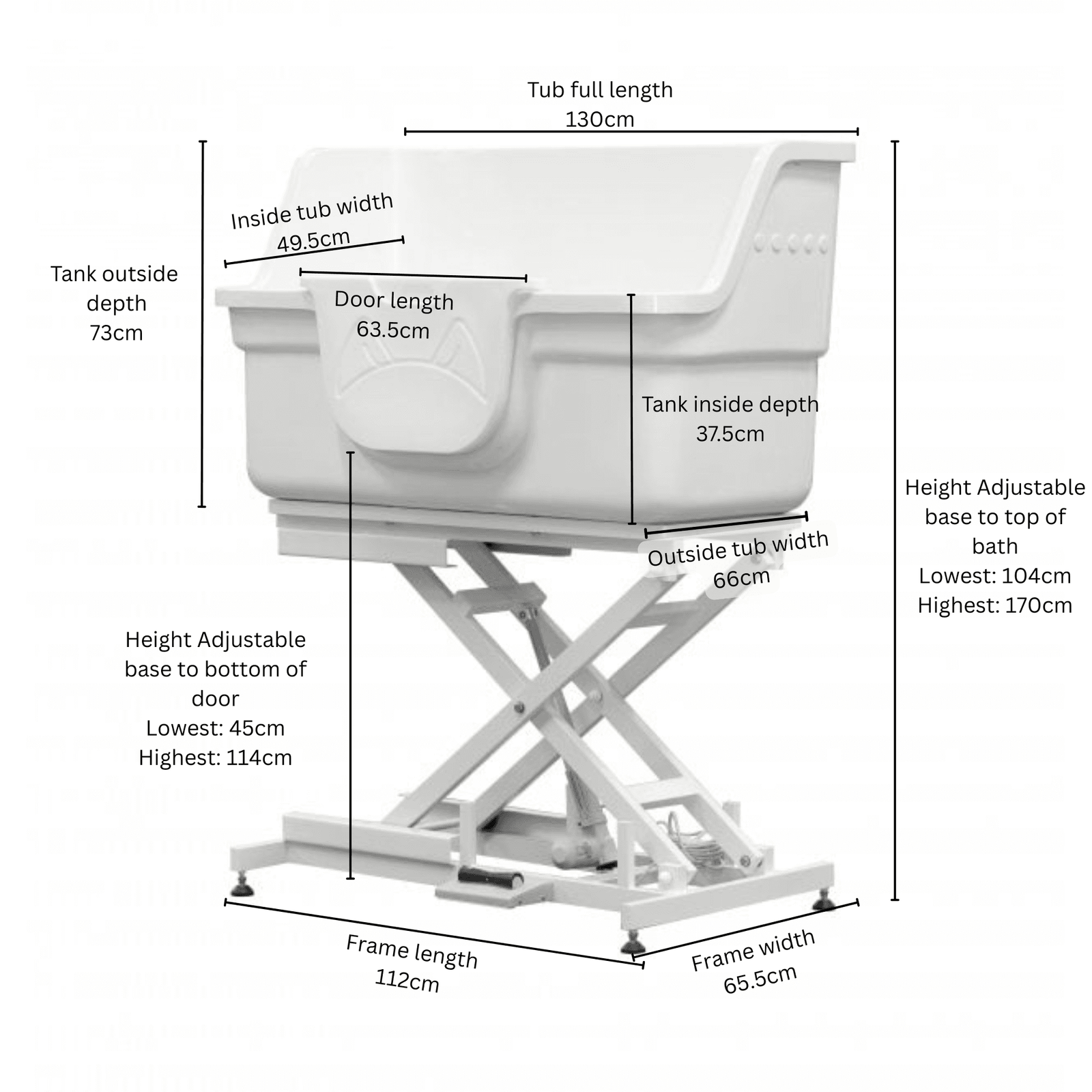 Groomers Elite Electric Fibreglass Bath - Large 130cm